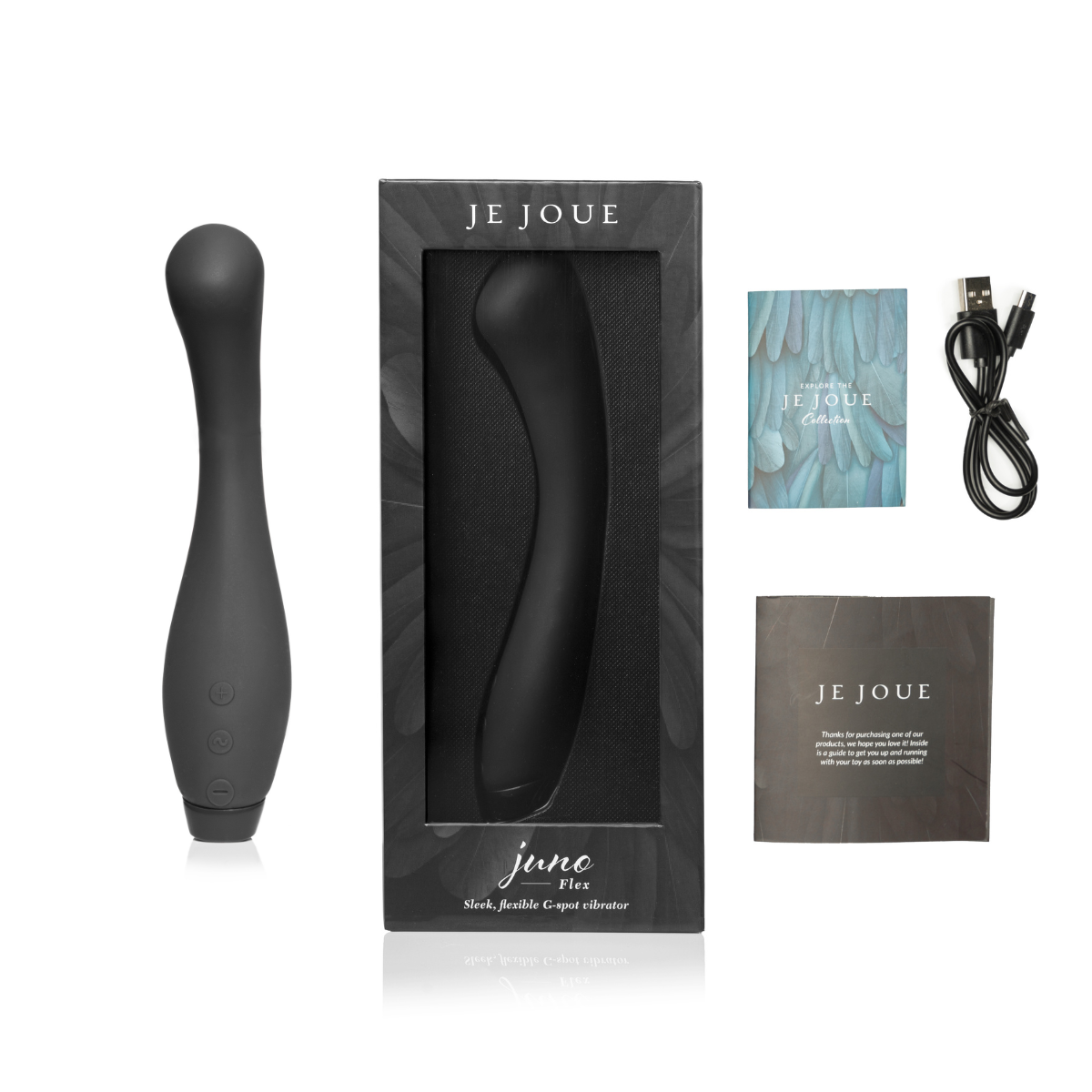 Juno Flex vibrator in black with accessories