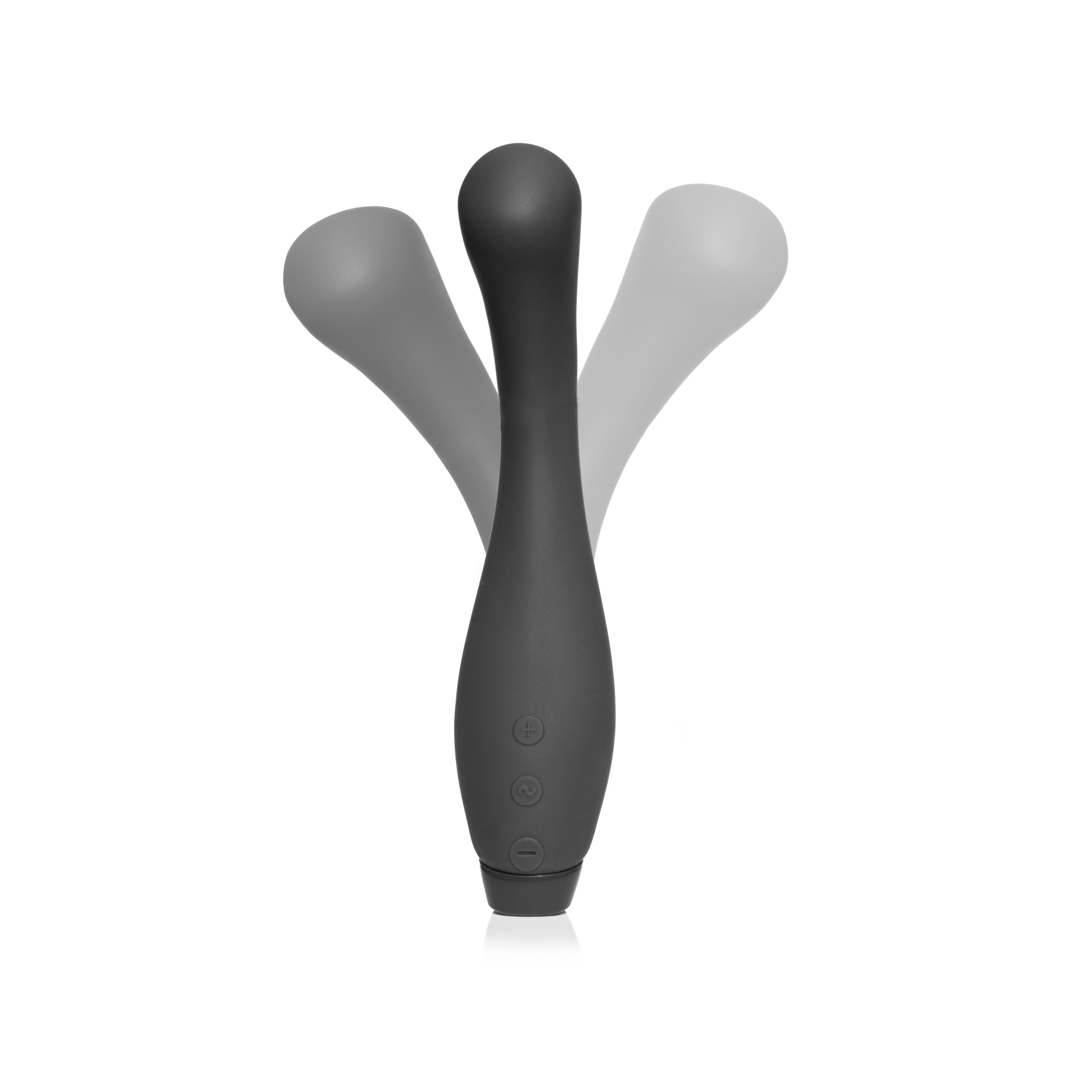Juno Flex Vibrator in black showing motion range