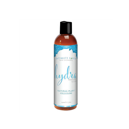 Intimate Earth Hydra lube bottle on white background