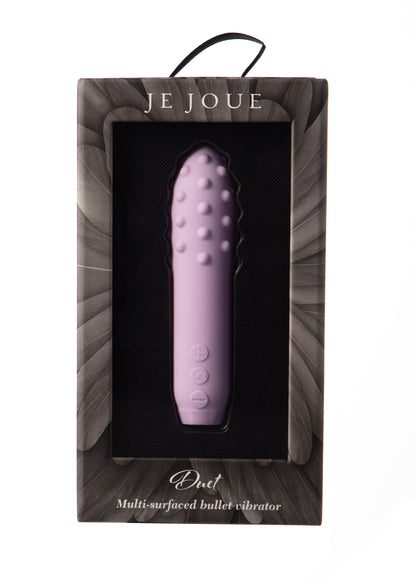 Lilac Duet Vibrator in box on white background 