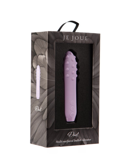 Lilac Duet Vibrator in box on white background