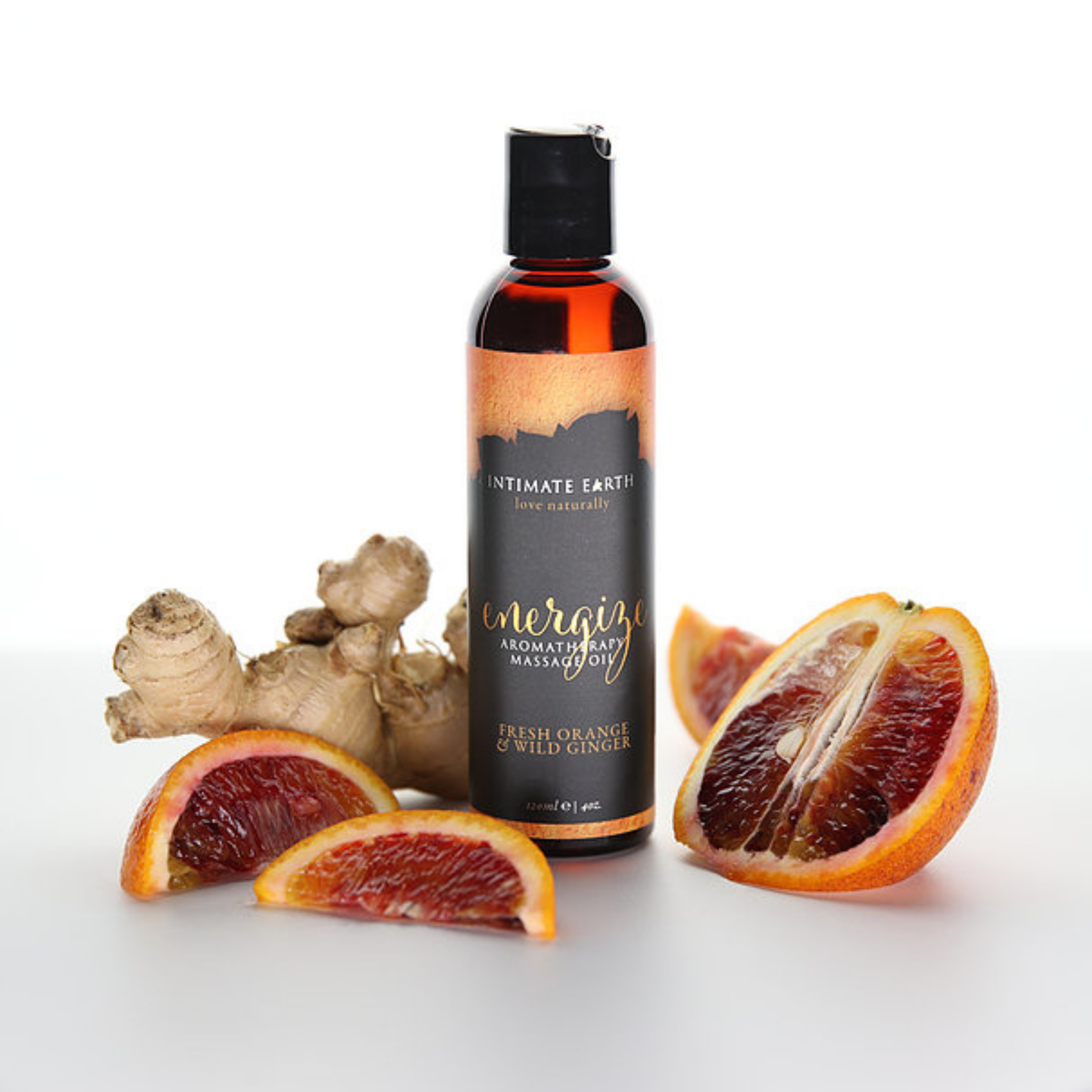 Intimate Earth Massage Oil with oranges and ginger