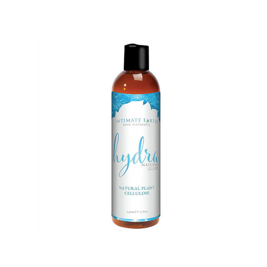 Intimate Earth Hydra Lube bottle on white background