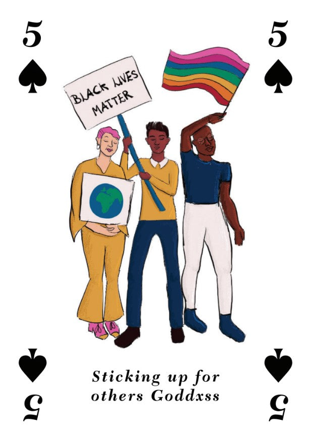 5 of spades playing card designed by Hazel Mead