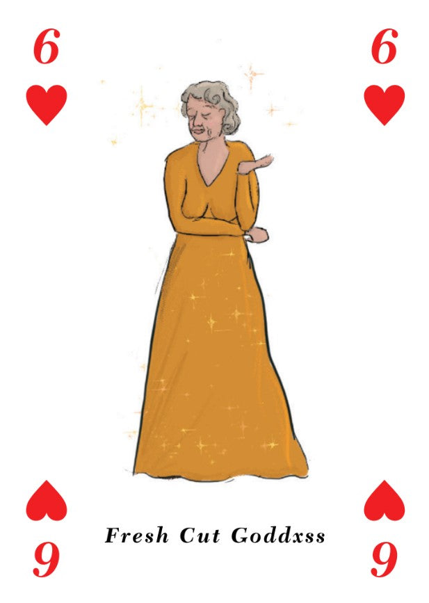 6 of hearts playing card designed by Hazel Mead