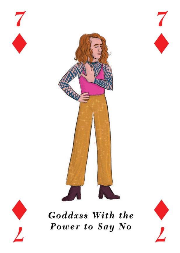 7 of diamonds playing card designed by Hazel Mead