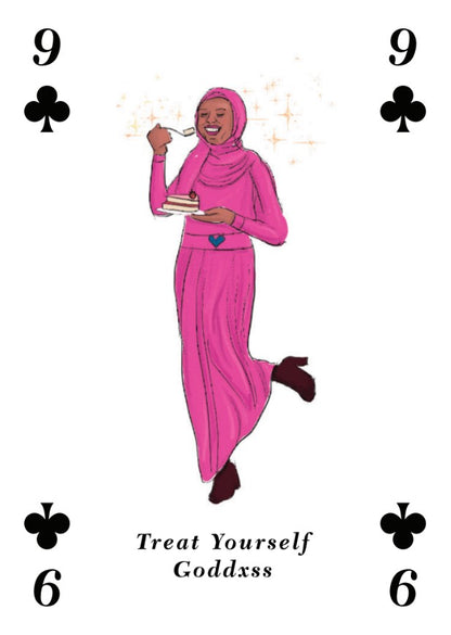 9 of clubs playing card designed by Hazel Mead