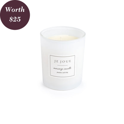 White Je Joue Candle with $25 dollar sign