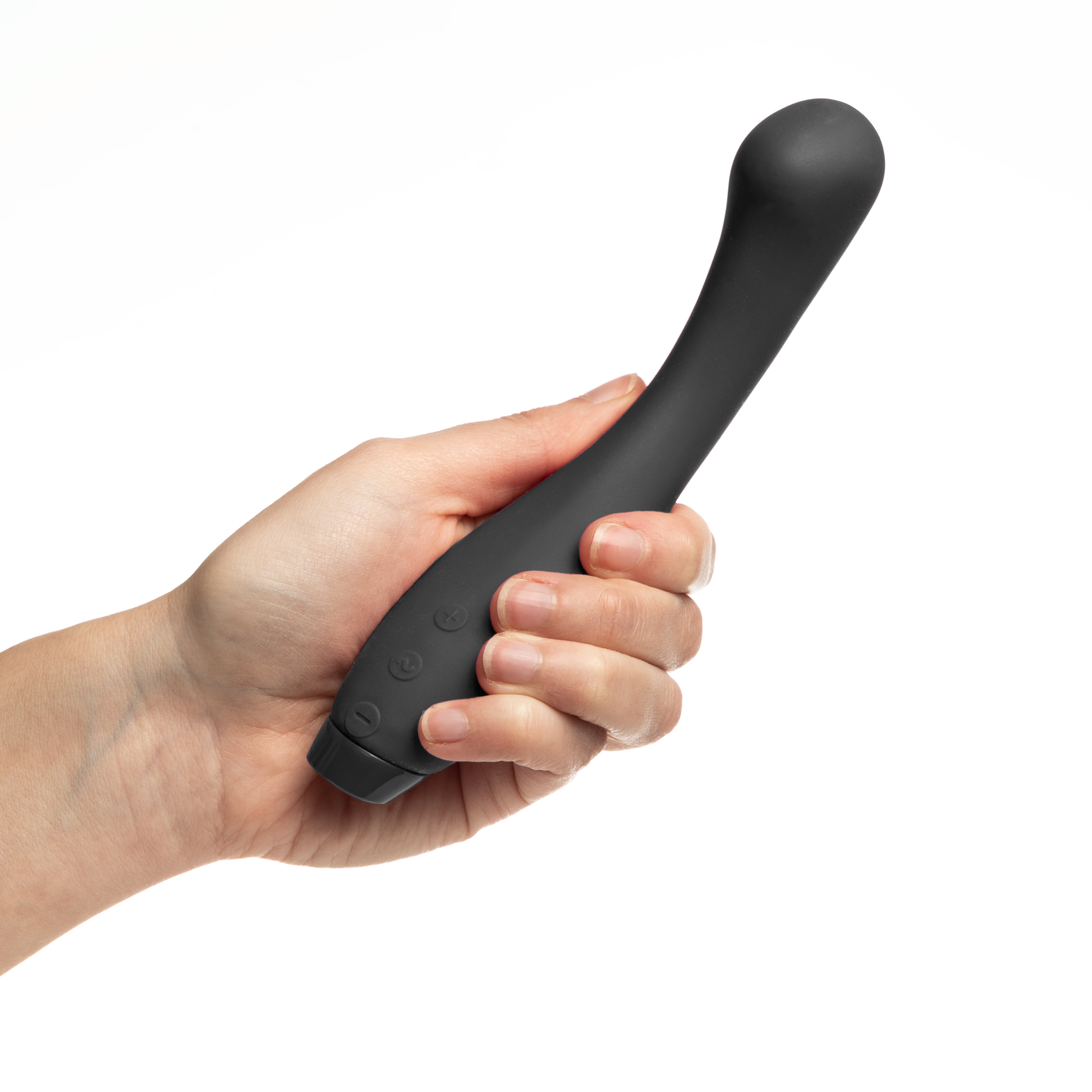 Hand holding Je Joue Juno G Spot vibrator in black