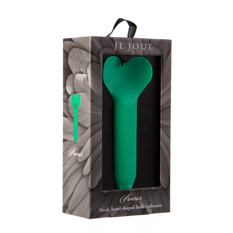 Green Amour heart shape bullet vibrator in box